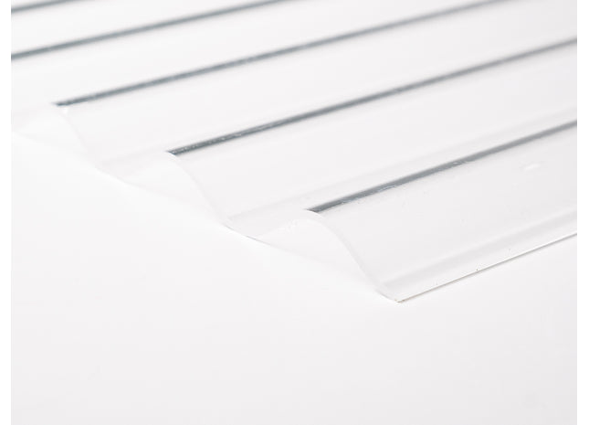 Musterstück - Wellplatte aus Acrylglas mit Sinusbiegung 76/18 glatt klar 3 mm