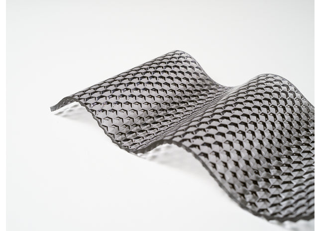 Musterstück - Wellplatte aus Acrylglas mit Sinusbiegung 76/18 Wabe anthrazit 3 mm