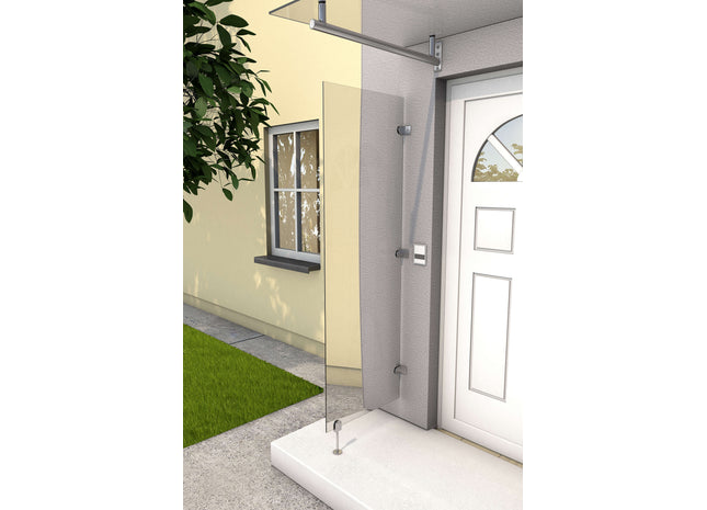 Edelstahlvordach Seitenblende HD klar