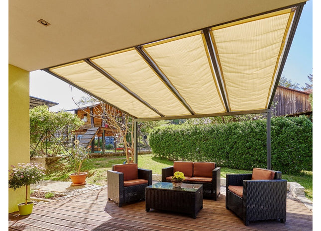 Seilspannmarkise beiger Stoff