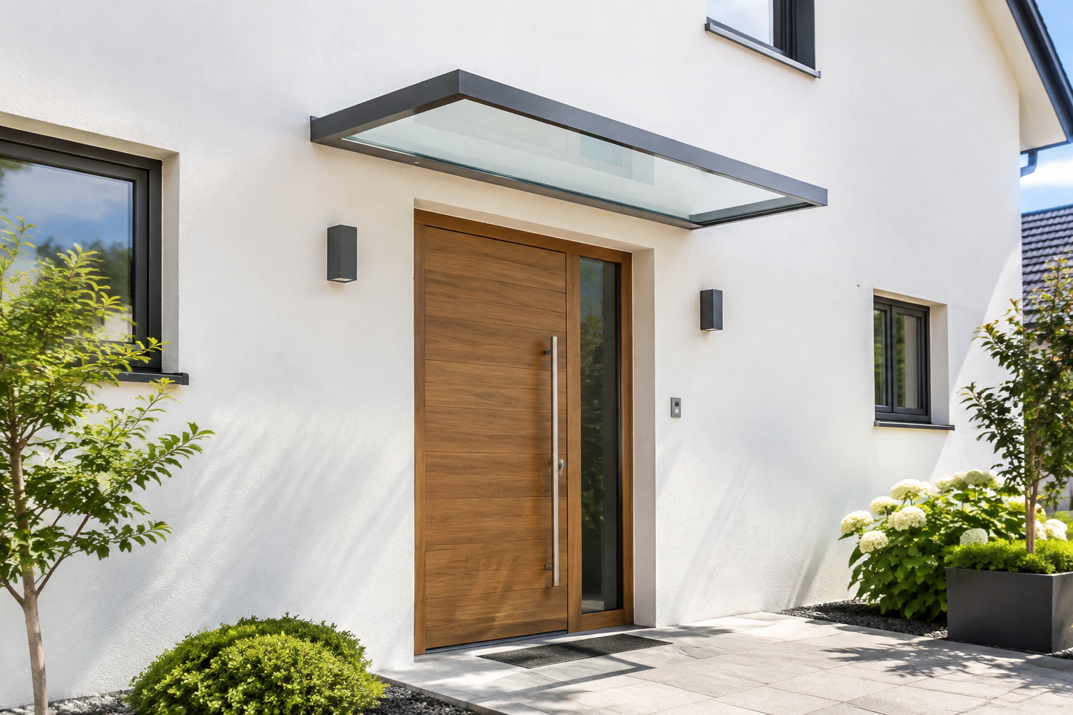 Vordach aus Glas, Acrylglas oder Polycarbonat: Welches Dachmaterial passt zu Ihrer Haustür?