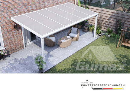 Terrassenbedachung in matt weiß 6060mm Breite