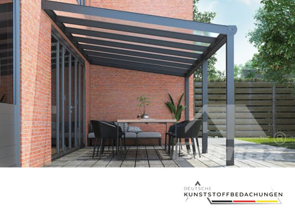 Terrassenbedachung in matt anthrazit 7060mm Breite