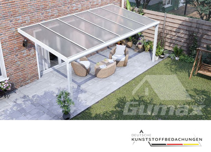 Terrassenbedachung in matt weiß 6060mm Breite