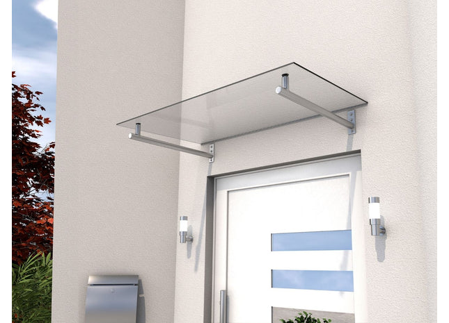 Edelstahlvordach Warschau klar 140 cm