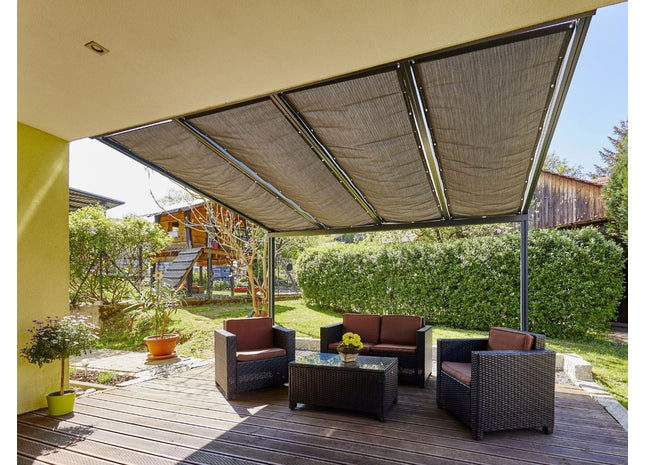 Seilspannmarkise dunkelgrauer Stoff