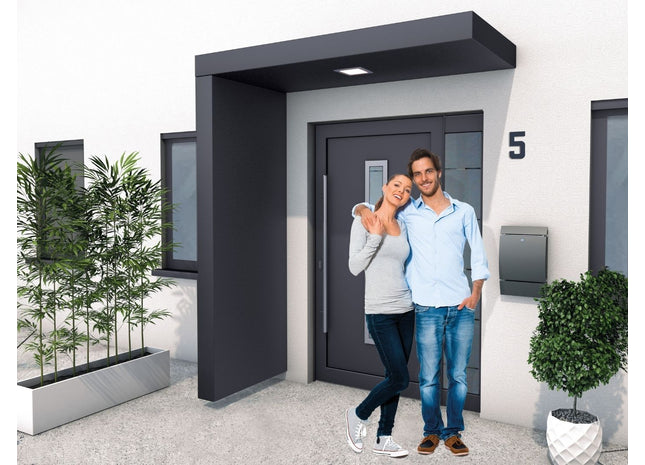 Rechteckvordach München anthrazit mit Seitenteil